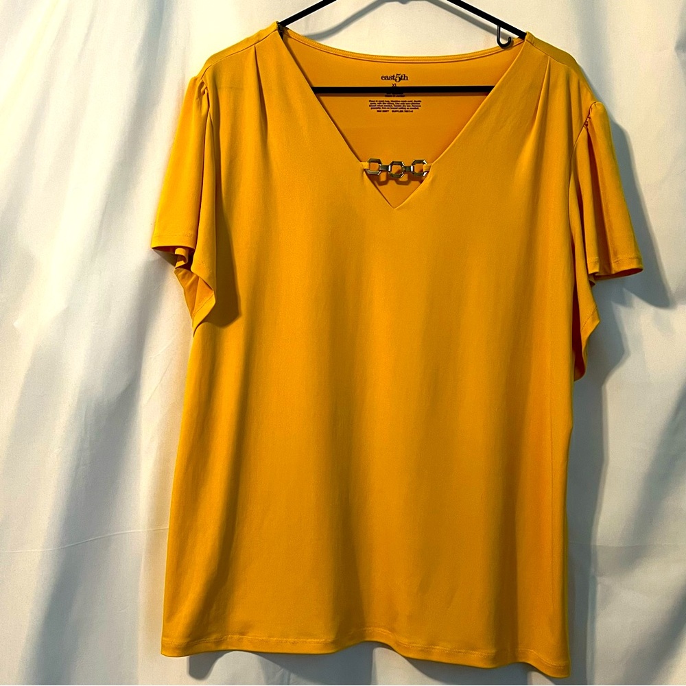East 5th Gold V-Neck Blouse